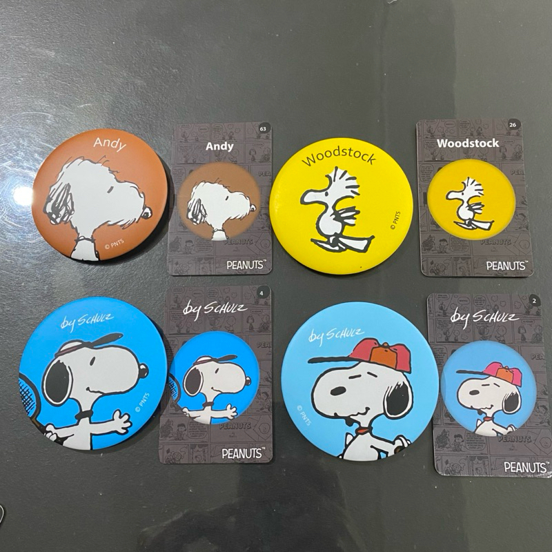 史努比徽章別針 徽章+小卡 人物徽章 7-11 Andy Woodstock Snoopy 安迪 胡士托 糊塗塌客賣場6