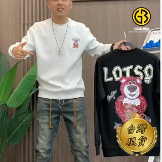 GB男裝 臺灣現貨 長袖男 秋冬新款潮牌卡通動漫小熊印花衛衣外套男生圓領套頭長袖上衣