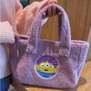 免運 代購日本Ball&Chain刺繡紫色三眼仔羊羔絨手提包女大容量單肩托特包購物袋手提包