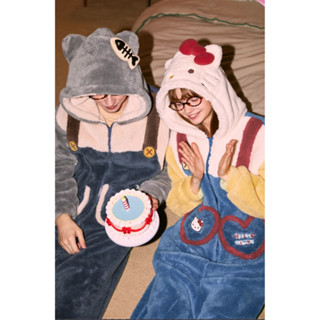 (預購)GUKOO果殼 ins HelloKitty聯名 連身衣 情侶 保暖 家居服 睡衣 情侶