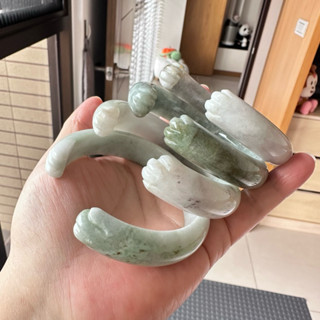 🧚‍♀️旺小妞🧚‍♀️天然A貨翡翠 開口貓爪手鐲 玉鐲(無證書)→圈口56-59