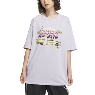 ADIDAS 短T SMR GFX TEE SS 淺紫 塗鴉 寬版 短袖 中性 IW6298