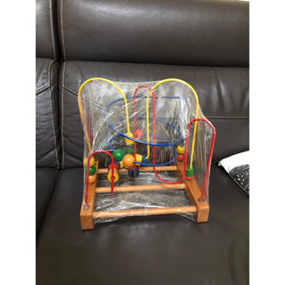大型全實木滾繞珠玩具 幼童訓練腦力益智玩具 三軌 嬰兒小肌肉訓練 手眼協調 顏色認知 啟蒙教具 幼兒智力開發 二手