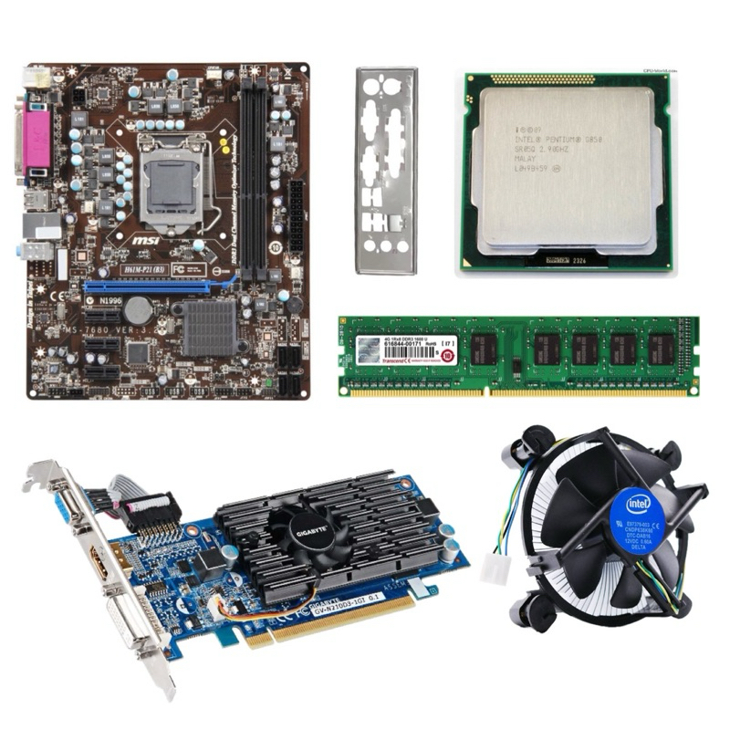合售1155 MSI主機板CPU記憶體 顯卡 風扇H61M-P21 DDR3 1600 N210 G850 Intel