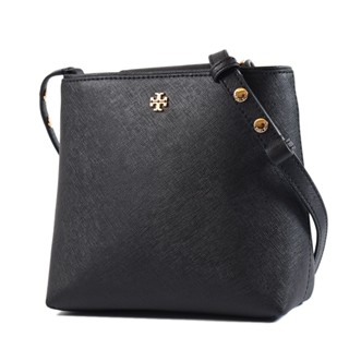 TORY BURCH EMERSON 防刮十字紋肩背/斜背二用水桶包-黑色/小 【美國正品現貨】