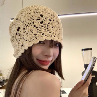 𝟑𝐮𝐧𝐢𝐨𝐧｜隔日到貨｜編織鏤空復古針織日系手工帽子堆堆薄款透氣文藝包頭毛線帽帽女