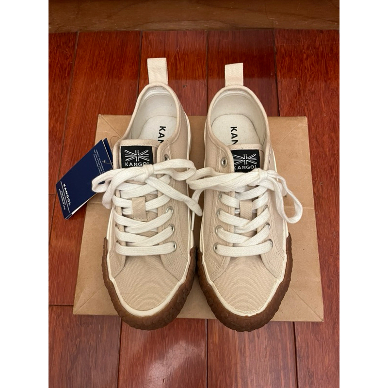 全新 正品 英國 KANGOL 袋鼠 餅乾鞋 帆布鞋 休閒鞋 牛奶糖 膠糖底 奶茶色 卡其色 鞋子