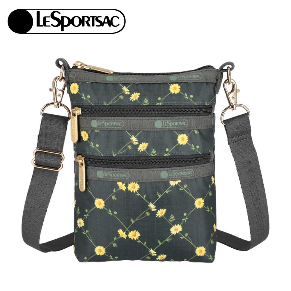 |快速出貨|Lesportsac 3 Zip Crossbody 三層拉鍊斜背包 手機包 送禮-綠野雛菊