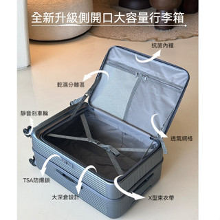 【逆主流】出口日本側開口行李箱 超大容量託運箱 20寸PC登機箱 前翻蓋旅行箱 女運動款拉桿箱 男萬向輪深倉旅行箱
