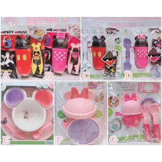 ♥小玫瑰日本精品♥現貨 米奇 米妮 嬰幼兒 軟性環保食物夾 餐巾+食物夾附收納盒 餐盒 餐盤 兒童環保餐具~8