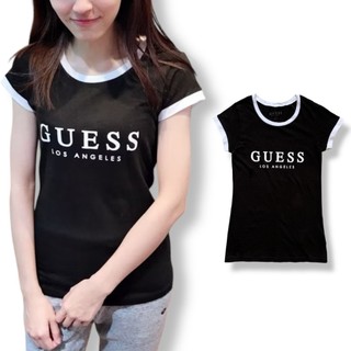 ABOUT。GUESS 女版 滾邊 經典字母 腰身合身 短TEE 短袖T恤
