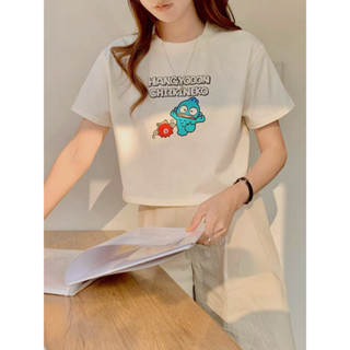 CHILL現貨 早春搞怪魚精靈與章魚短版T 短版上衣 短版Tee 棉質上衣 圓領上衣 短袖上衣 女生合身 女生 預購