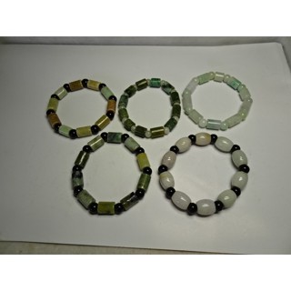 《藍金寶石》→ 天然A貨清透翡翠緬甸玉古珠形手鍊→H331特價商品