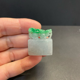瀚玉珠寶 天然A貨翡翠 白底青貔貅印章 超值特惠價 翡翠印章 天然緬甸玉印章 印紐 方印 翡翠印章專賣