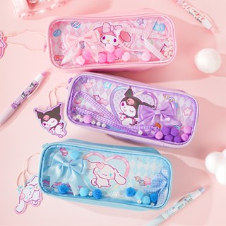 文具 新版三麗鷗棉花糖筆袋 卡通學生鉛筆盒 可愛女孩DIY鉛筆袋 大容量文具收納包 庫洛米 大耳狗