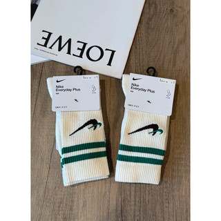 Nike Everyday Plus 長襪 條紋 雙勾 米白 綠 刺繡 奶油底 DQ9165-133