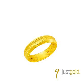 【Just Gold 鎮金店】鎏刻 黃金對戒(寬版-男戒)