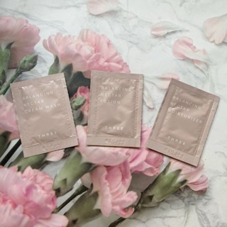THREE🌿平衡花蜜洗顏皂霜1g / 平衡花蜜水凝露1.5ml / 平衡花蜜水凝乳1ml 小樣 試用 旅行 攜帶