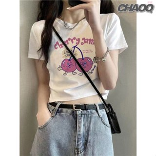 搭配度巨高！ 短板上衣 小可愛 短t 櫻桃 印花 短袖 韓系短版 正肩上衣 少女衣服 白色T恤 y2k 短板 衣服女短版
