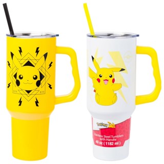 預購1180mL 💜空運💜美國吸管杯 保溫杯隨行杯 冰爆杯寶可夢Pikachu 皮卡丘 Silver Buffalo水壺