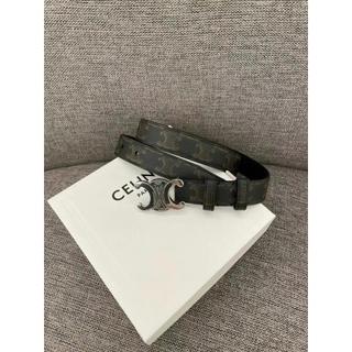 ♚KK SHOP♚ CELINE Triomphe標誌印花中號腰帶 45AKA2ACO.38SI