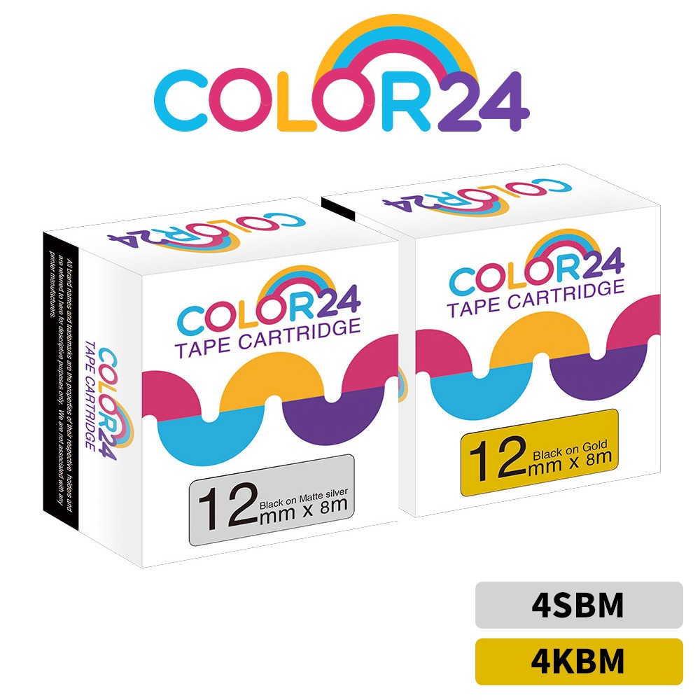 COLOR24 for EPSON 12mm 標籤色帶 金底 銀底 相容副廠標籤帶 標籤貼LW-900P LW-C610