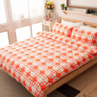 LAMINA 千鳥(紅) 雙人 100%純棉床包枕套三件組
