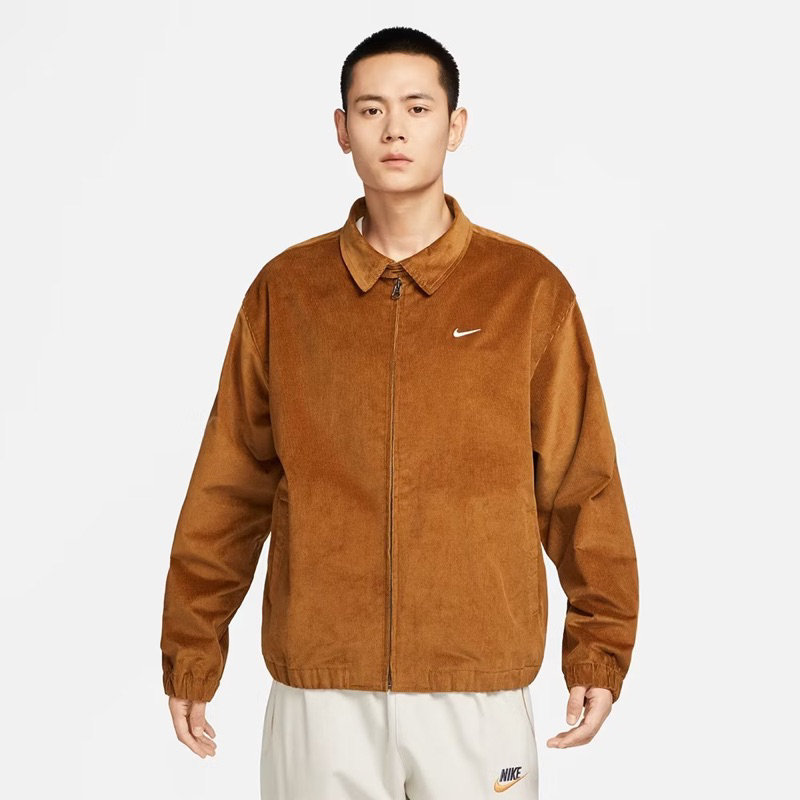 近全新 狀況超好 古著 絕版 NIKE 刺繡 LOGO 燈芯絨 燈心絨 襯衫 運動 棒球外套 褐色 DX9071-386