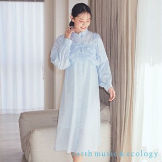 earth music&ecology 【SET ITEM】條紋襯衫洋裝+短版荷葉摺邊吊帶背心(01000117600)