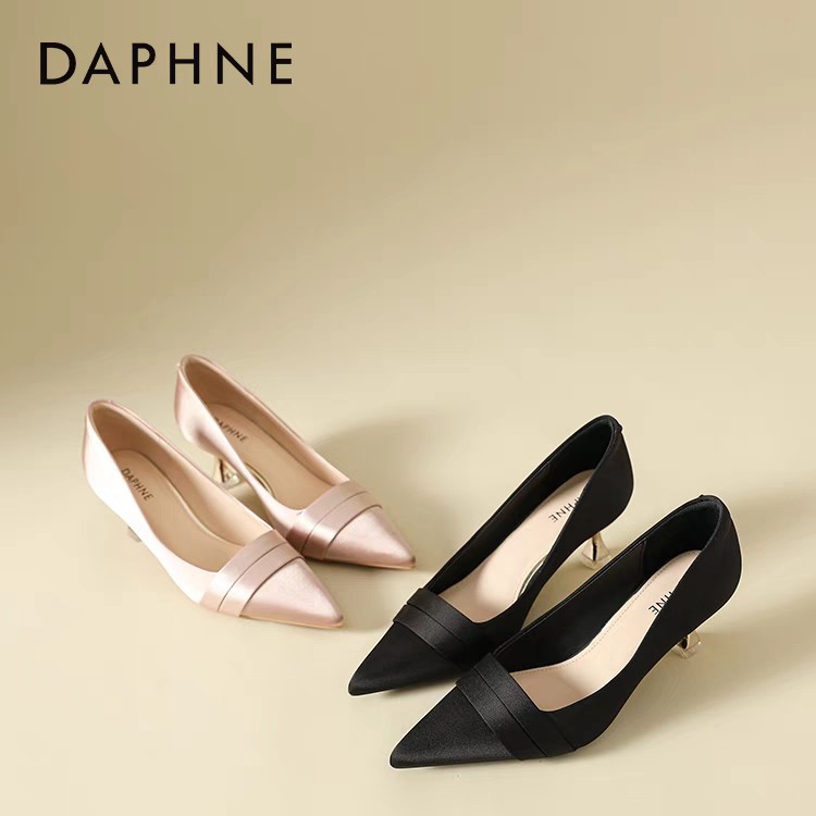 Daphne/達芙妮2025春季新款女鞋 絕美緞面高跟鞋法式氣質高級感婚鞋細跟單鞋伴娘鞋 全新特價出清 挑戰最低價