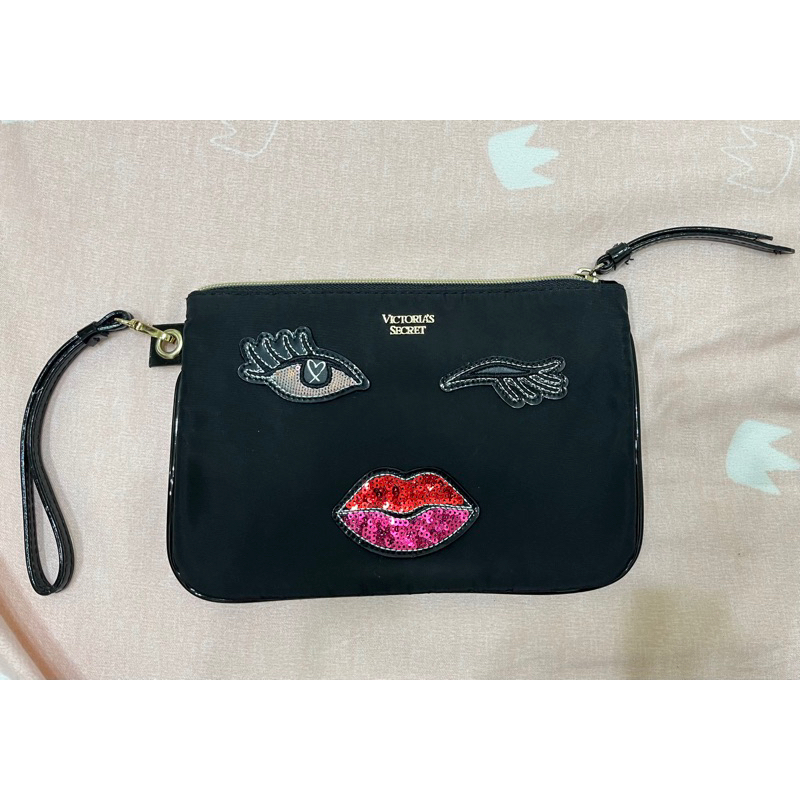 全新維多利亞的秘密victoria secret eye wink 維密天使眨眼紅唇手拿包