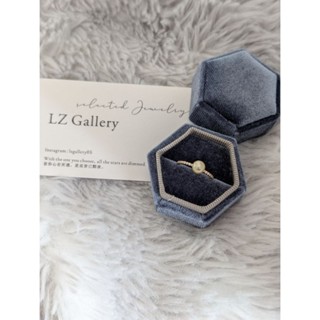 「LZ Gallery」純銀珍珠戒指海水珍珠/正圓羽黃金精美戒指 極光下開口可調節
