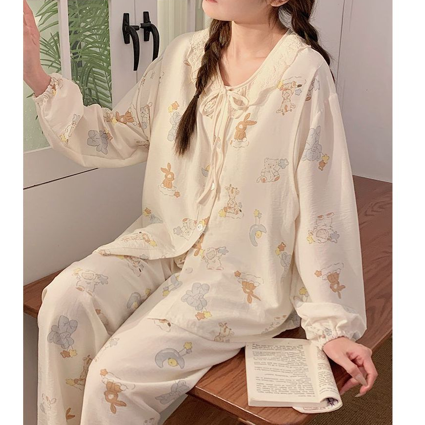 ANNE丨現貨 雲朵棉哺乳睡衣 懷孕期哺乳期【9J7107】哺乳衣 哺乳套裝 居家服 月子服 月子中心必備 孕婦套裝