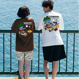 【高品質】重磅短t純棉短袖T恤夏季露營風日系短袖美式學生寬鬆落肩大尺碼Oversize t恤男生衣服休閒百搭短袖上衣