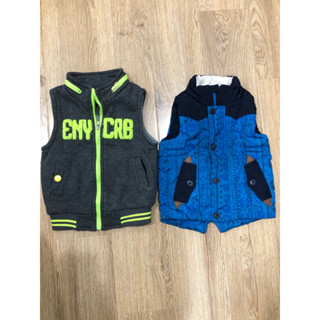 (2件）幼童帥氣保暖背心 秋冬厚款幼兒鋪棉背心 連帽背心 防風背心 小童羽絨背心 厚棉80cm 90cm 2y 3y