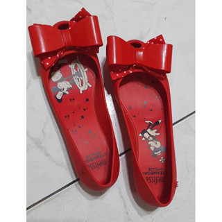 Melissa 紅色米妮平底鞋 梅麗莎果凍鞋內增高圓點蝴蝶結魚口鞋