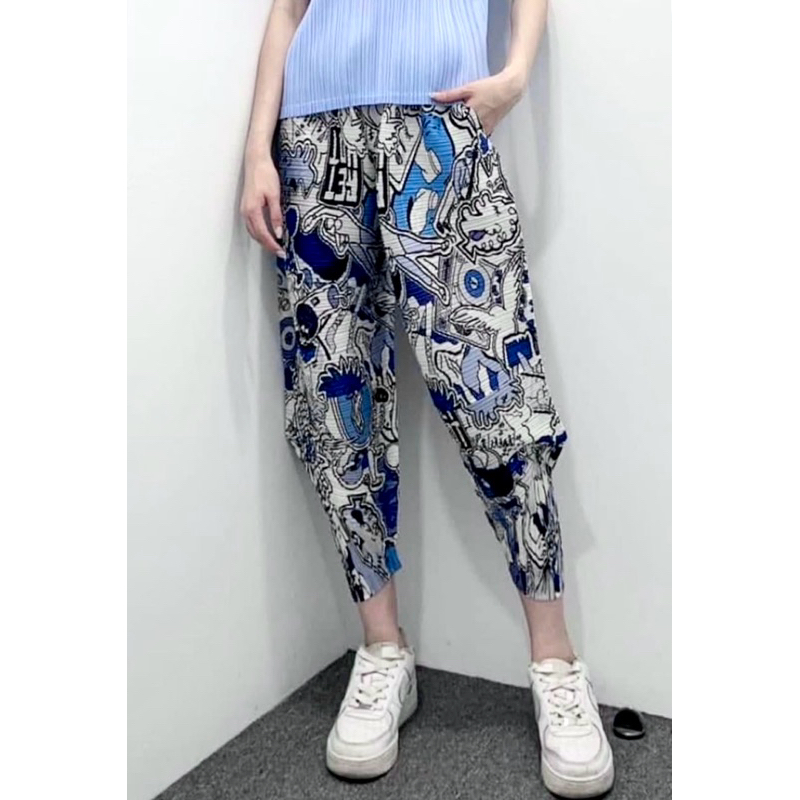 人氣爆款 三宅一生 PLEATS PLEASE ISSEY MIYAKE 巴士塗鴉彈跳造型褲