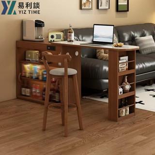 【YIZ TIME 易利談】巖闆吧臺桌家用一體餐邊櫃客廳島臺餐桌小戶型可伸縮隔斷儲物新款