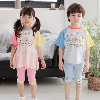 [現貨🌈𝟐𝟒𝐡𝐫 出貨] 正韓童裝🇰🇷 夏季新品 韓國代購Coco rabbit繽紛可愛立體兔兔洋裝上衣 五分內搭褲
