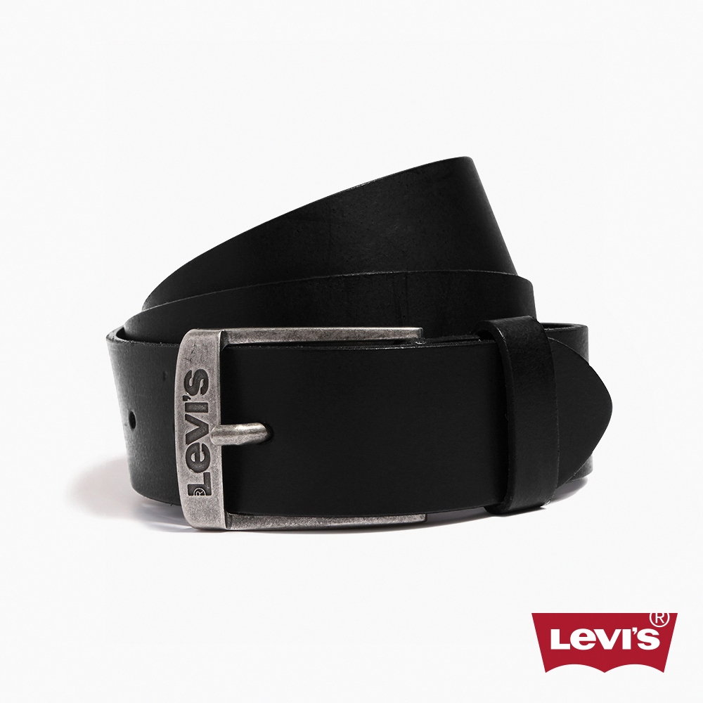Levis 真皮皮帶 / 精工Logo鐫刻釦頭 霧黑 男款 人氣新品 38016-0018