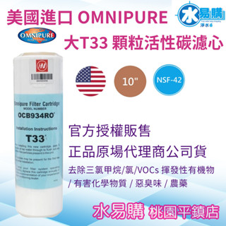 水易購淨水 美國進口OMNIPURE大T33 顆粒活性碳濾心 10吋 NSF 正品代理商公司貨【桃園平鎮店】