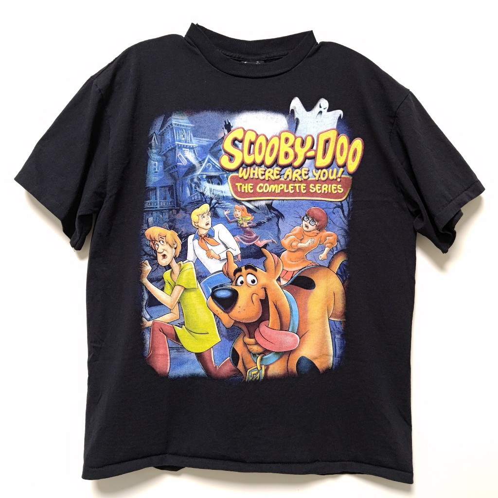 【Mr.17】SCOOBY DOO 史酷比狗 叔比狗 復古卡通印花短袖黑色T恤 小領口 滾筒 單縫線 (Z266)