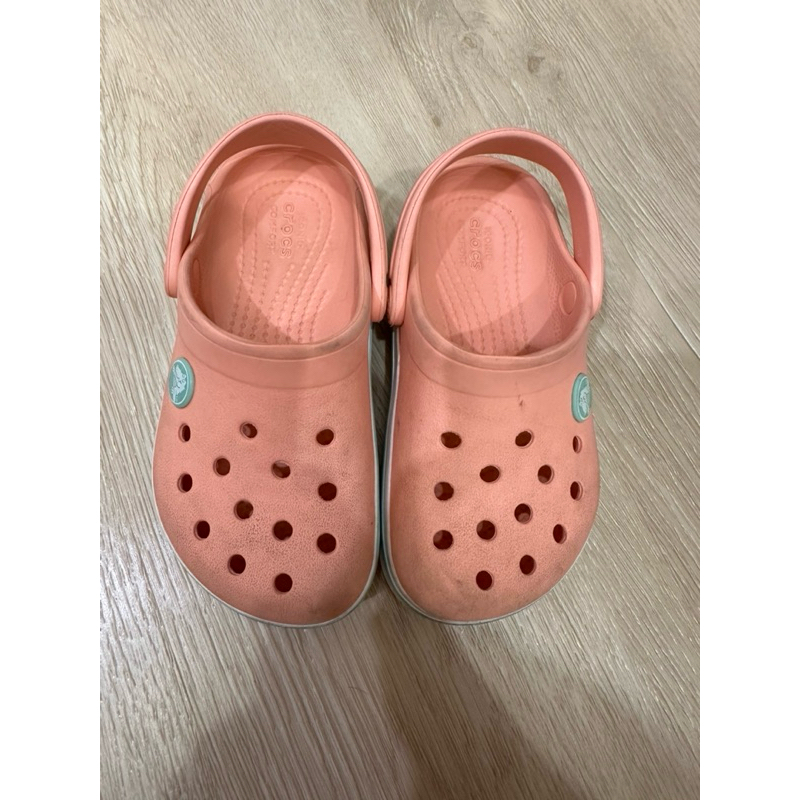 二手 Crocs童鞋 粉橘  拖鞋 洞洞鞋 C9 (16.5公分)