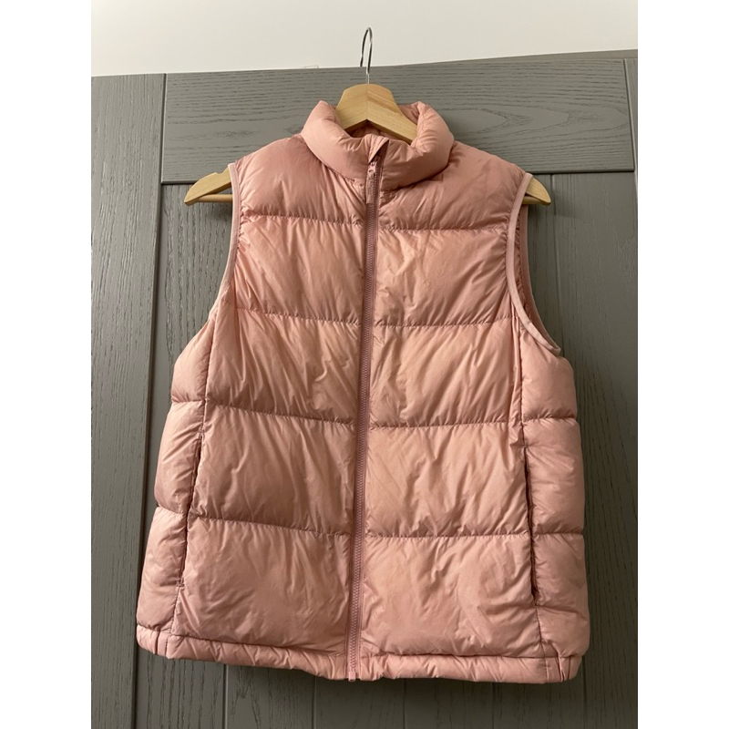 二手Uniqlo 女童粉色羽絨背心，160cm