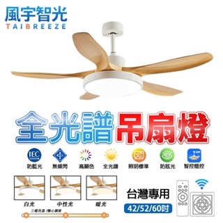 【風宇智光】吊扇燈 風扇燈 全光譜吊扇燈 北歐五葉吊扇燈 餐廳客廳變頻風扇燈 LED吸頂電扇燈 遙控 靜音 正反轉