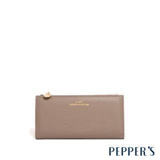 【零碼】PEPPER'S | GOLD 牛皮拉鍊薄長夾 - 摩卡棕
