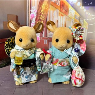 （2套合售）現貨 全新 日本職人手作 和服 森林家族 衣服 浴衣 爸爸媽媽 娃娃 人偶 手做 手工 服飾 服裝 娃衣