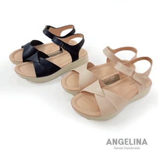 ANGLENÉLA 舒適柔軟氣墊 百搭真皮感交叉涼鞋