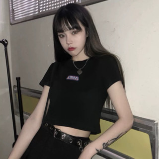 黑色 短版 彈性 寬鬆 女 上衣