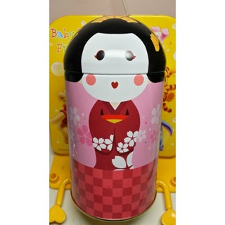 日本 藝妓 日本娃娃 鐵罐 鐵製收納罐 密封罐 保鮮盒 收納盒 收納罐 保鮮罐 餅乾罐 樂扣 儲物罐 茶罐 茶葉罐